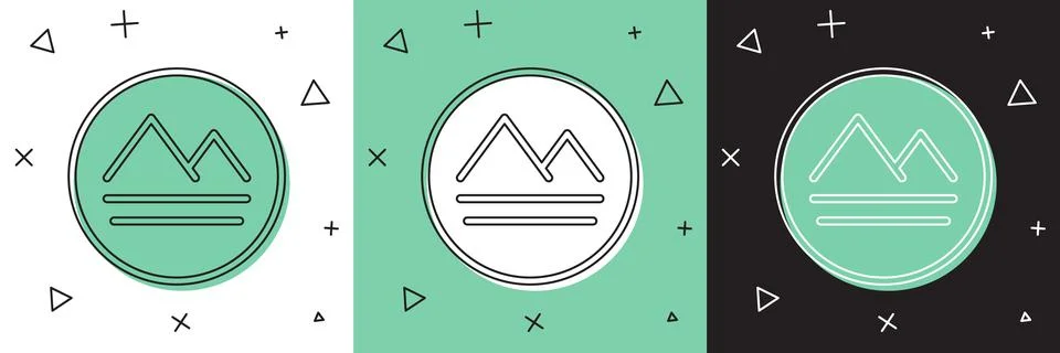 Set Earth element of the symbol alchemy icon isolated on white and green, black Stock Illustration