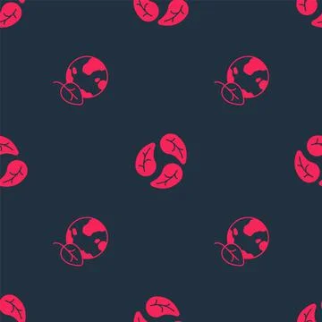 Set Earth globe and leaf and Leaf or leaves on seamless pattern. Vector Illustrazione stock