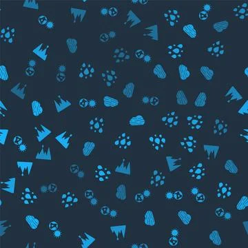 Set Earth globe and sun, Water drop, Fog cloud and Icicle on seamless pattern Stock Illustration