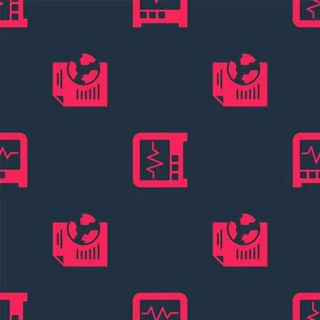 Set Earth globe with document and Seismograph on seamless pattern. Vector イラスト素材