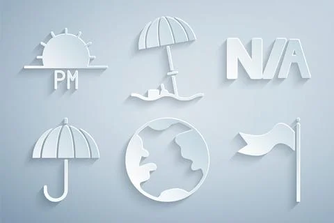 Set Earth globe, Not applicable, Umbrella, Meteorology windsock wind vane, .. Stock Illustration