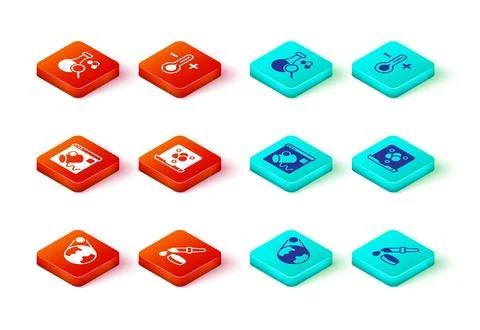 Set Earth globe, Pipette, Data visualisation, Chemical formula, Thermometer and 스톡 일러스트