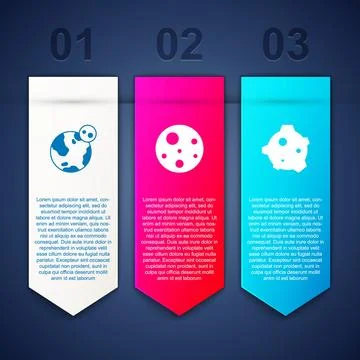 Set Earth globe, Planet Mars and Asteroid. Business infographic template. V.. Stock Illustration