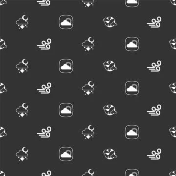 Set Earth planet with clouds, Windy weather, Cloud snow and sun and Weather Stock Illustration
