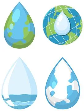 Set of earth water drop elements Stock Illustration