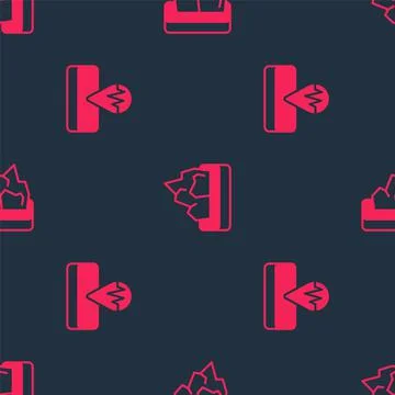 Set Earthquake and Ore mining on seamless pattern. Vector Stock Illustration