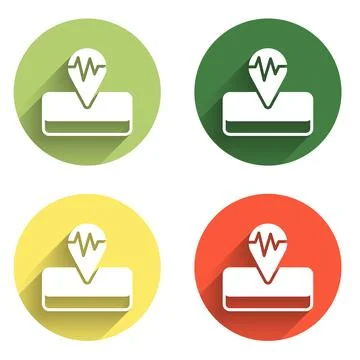 Set Earthquake icon isolated with long shadow background. Color circle butt.. Stock Illustration