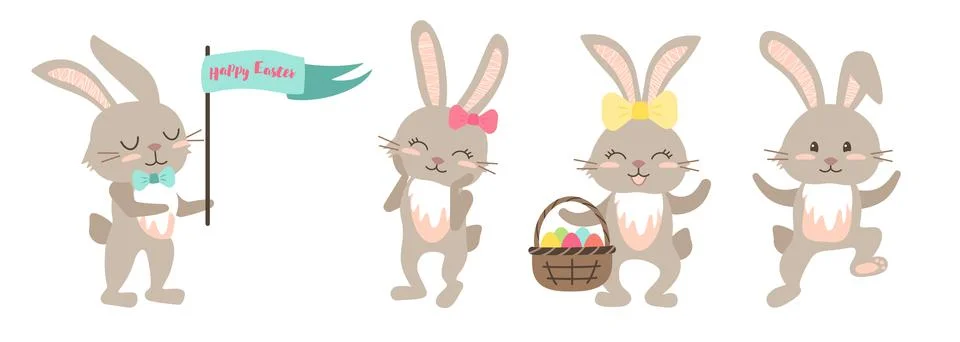 Set of Easter bunnies イラスト素材