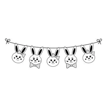 Set of Easter bunny templates with different ornaments for crafting a festive Stock Illustration