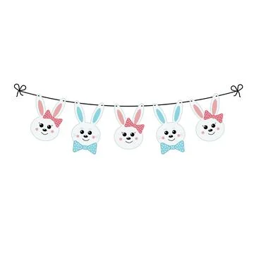Set of Easter bunny templates with different ornaments for crafting a festive Stock Illustration