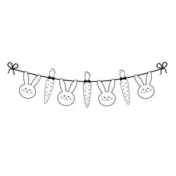Set of Easter bunny templates with different ornaments for crafting a festive Stock Illustration