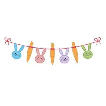 Set of Easter bunny templates with different ornaments for crafting a festive Stock Illustration