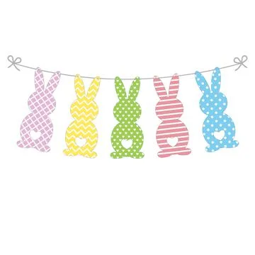 Set of Easter bunny templates with different ornaments for crafting a festive Stock Illustration