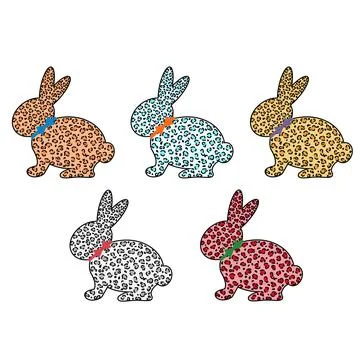 Set of Easter bunny templates, leopard print Stock Illustration
