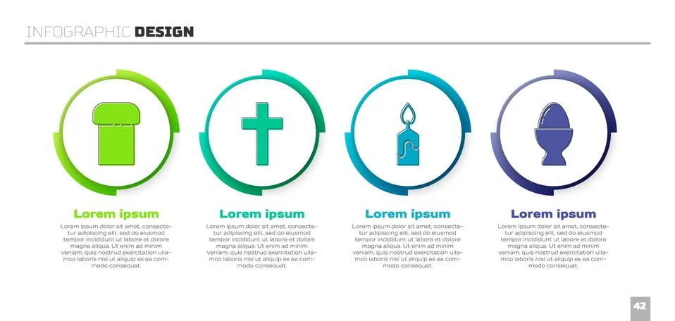Set Easter cake, Christian cross, Burning candle and Easter egg on a stand Illustrazione stock