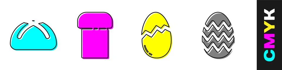 Set Easter cake, Easter cake, Broken egg and Easter egg icon. Vector Stock Illustration