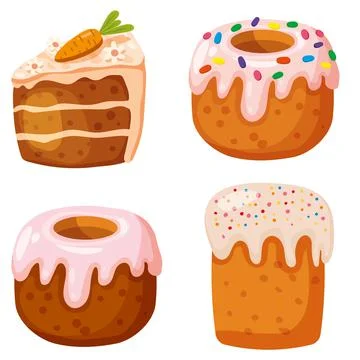 Set of Easter cake, pastry. Collection sweet food, bakery Illustrazione stock