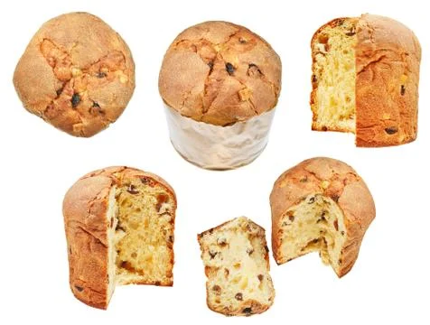 Set of easter cakes and slices isolated Stock Photos