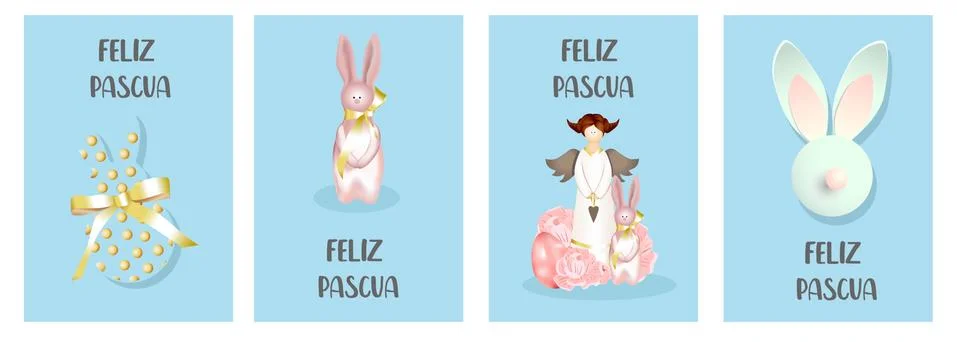 Set of easter cards. Bunny Rabbit, Chicken and Spring Decor. Happy easter. Tr Illustrazione stock
