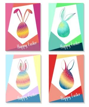 Set of Easter cards in minimalist style. Vector Stock Illustration