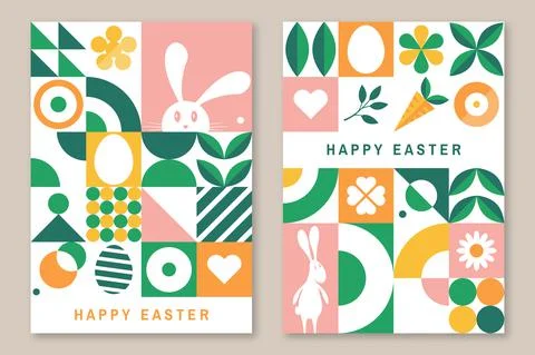 Set of easter cards, posters, banners. Vector illustration. Collection of 스톡 일러스트