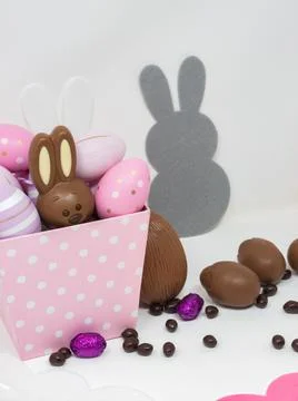 Set of Easter chocolates on a blank background Stock Photos
