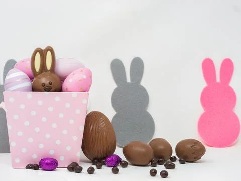 Set of Easter chocolates on a blank background Stock Photos