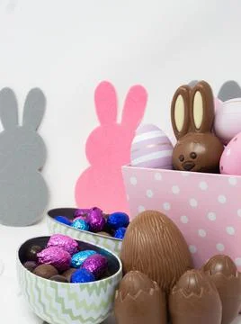 Set of Easter chocolates on a blank background Stock Photos