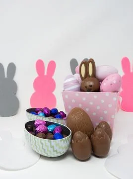 Set of Easter chocolates on a blank background Stock Photos
