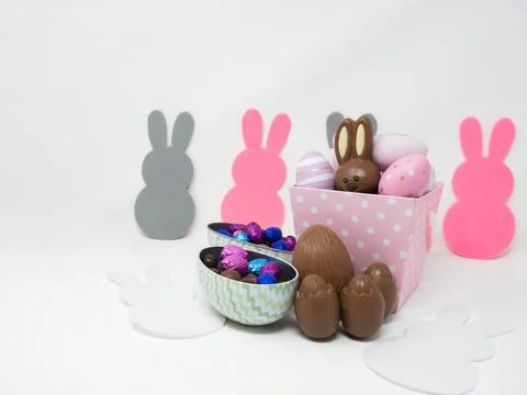 Set of Easter chocolates on a blank background Stock Photos