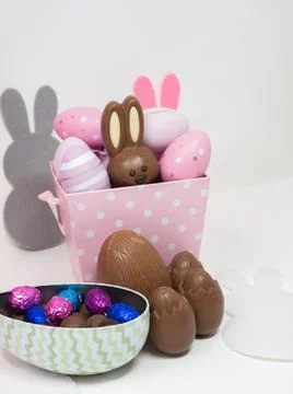 Set of Easter chocolates on a blank background Stock Photos
