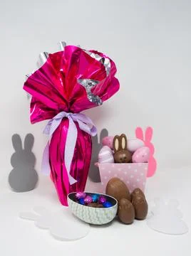 Set of Easter chocolates on a blank background Stock Photos