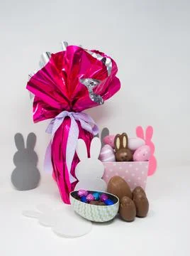 Set of Easter chocolates on a blank background Stock Photos