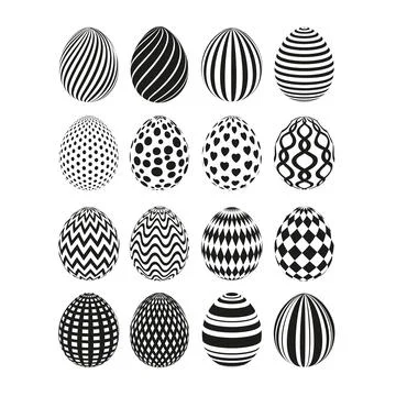 Set Easter color eggs on white background. Happy Easter eggs ornament. Vector Illustrazione stock
