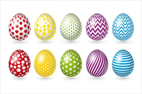 Set Easter color eggs on white background. Vector illustration. Happy Easter  Stock Illustration