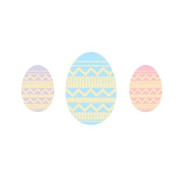 Set of easter color eggs on yellow background Stock Illustration