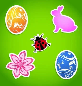 Set of easter colorful elements Stock Illustration