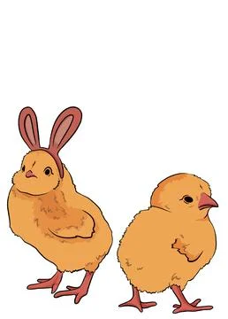 Set of easter cute cartoon chick chickens on a white background. spring illustra Stock Illustration