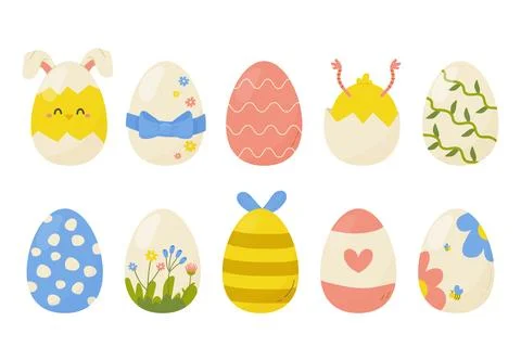 Set of easter cute eggs simple hand drawn eggs on white background. For you.. Stock Illustration