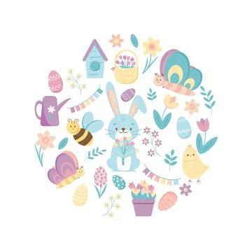 Set of Easter design elements. Stock Illustration