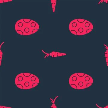 Set Easter egg and Carrot on seamless pattern. Vector Stock Illustration