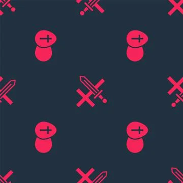 Set Easter egg and Crusade on seamless pattern. Vector Stock Illustration