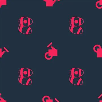 Set Easter egg and Watering can on seamless pattern. Vector 스톡 일러스트