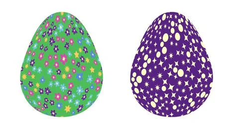 Set of Easter egg with flowers and stars. Seamless patterned eggs with polka  イラスト素材