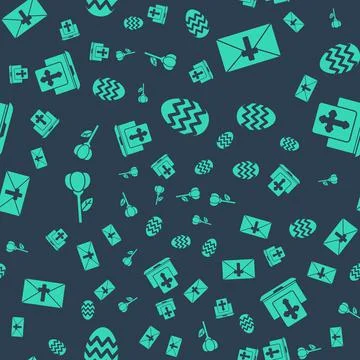 Set Easter egg, Greeting card with Happy Easter, Flower tulip and Cross on the Stock Illustration