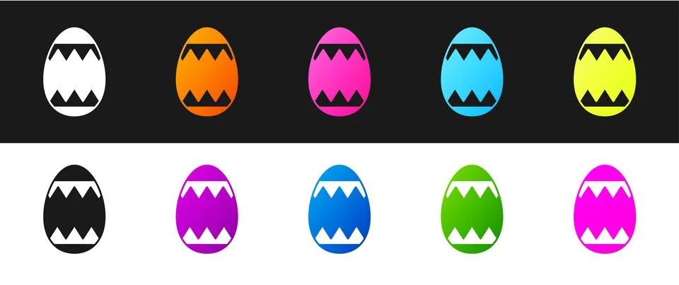 Set Easter egg icon isolated on black and white background. Happy Easter. Vector Stock Illustration