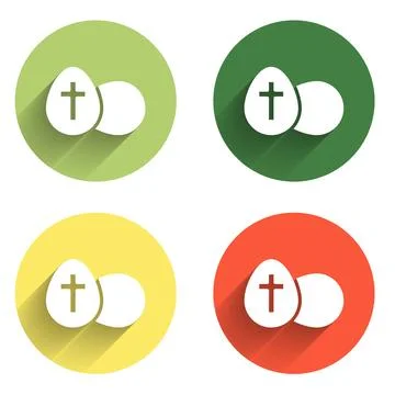 Set Easter egg icon isolated with long shadow background. Happy Easter. Col.. Stockillustratie