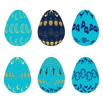 Set of Easter Egg of magic symbols, celestial Astrological, magical and esote イラスト素材