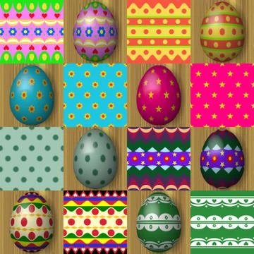 Set of easter egg seamless texture patterns Illustrazione stock