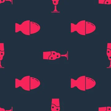 Set Easter egg on a stand and Wine glass on seamless pattern. Vector 스톡 일러스트